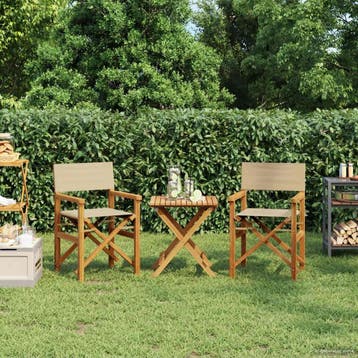 vidaXL Directeursstoel Bruin en beige Massief Teakhout, Tuin en Terras, Tuinstoelen, Verzenden, Nieuw