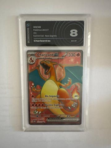 Pokémon - 1 Graded card - Charizard 183/165 Full art, Foil,, Nieuw