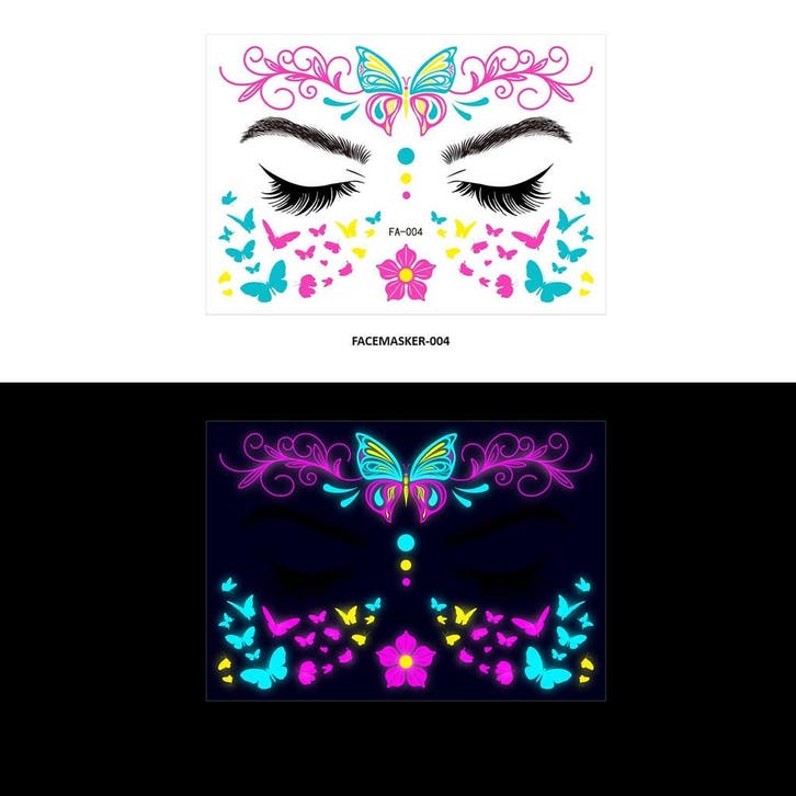 Gezicht Sticker Glow in the Dark FA-004, Kleding | Heren, Carnavalskleding en Feestkleding, Nieuw, Ophalen of Verzenden