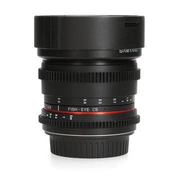 Samyang 8mm T3.8 UMC CS - Canon EF-S - Groothoeklens, Ophalen of Verzenden, Zo goed als nieuw