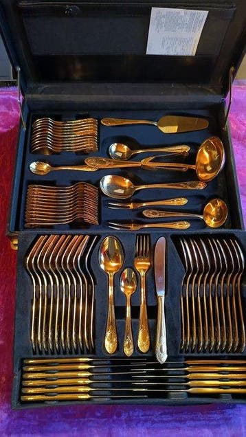 Feiertagsbesteck: Goldenes Toscana de Luxe Besteckset,