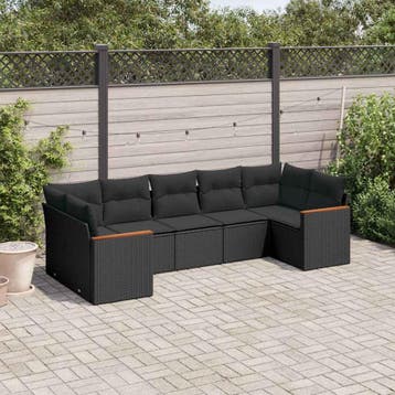 vidaXL Patio Sofa Set 7-zits Black, Verzenden, Nieuw