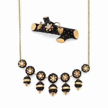 Choker halsketting - 18 karaat Geel goud - Diamant
