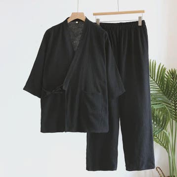 Luxe Katoenen Kimono Pyjama Set Heren - 2 Delig met Lange Br, Verzenden, Nieuw