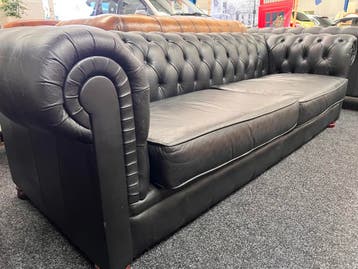 Chesterfield Maarssen Zwart Leren Chesterfield 3.5 Zits-bank, Huis en Inrichting, Banken | Bankstellen, Ophalen, Chesterfield