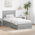 vidaXL Bedframe Grijs Sonoma en Zilver 75 x 190 cm Bewerkt, Verzenden, Nieuw, Grijs, Hout