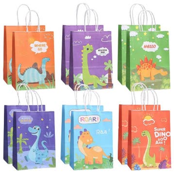 Fako Bijoux - 12 Papieren Uitdeeltasjes Dinosaurus -, Verzenden, Nieuw