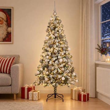 vidaXL Kunstkerstboom met Ballen 240 cm 300 LEDs Warmwit, Verzenden, Nieuw