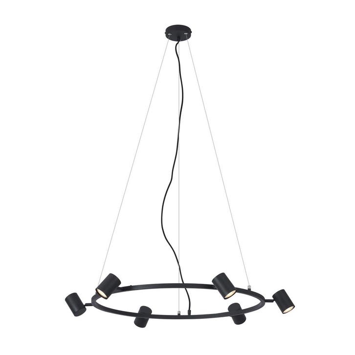 Moderne hanglamp zwart 6-lichts - Jeana Circle, Huis en Inrichting, Lampen | Hanglampen, Nieuw, Metaal, Verzenden