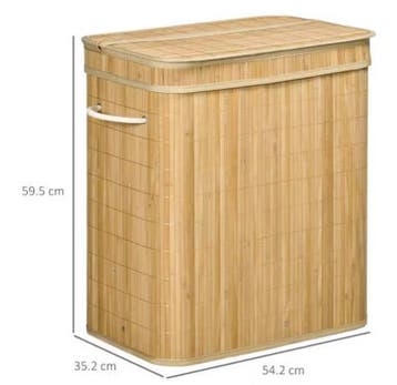 Dubbele Bamboe Wasmand met Deksel – 90 Liter, Huis en Inrichting, Verzenden, Nieuw