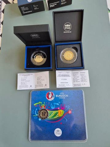 Frankrijk. 2 Euro 2016/2023 (3 monnaies) Proof + BU (Zonder
