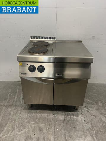 RVS Zanussi 2 pits Elektrisch Fornuis met werkunit 80 cm, Ophalen of Verzenden, Gebruikt