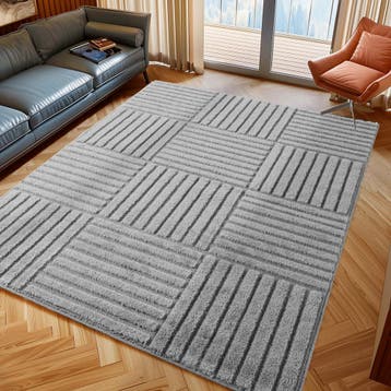 Japandi Vloerkleed | Art | Blokken | Zilver | 240x340 cm, Huis en Inrichting, Stoffering | Tapijten en Kleden, Verzenden, Nieuw