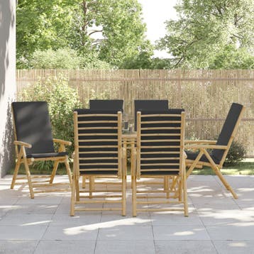 vidaXL Tuinstoelen 6 st inklapbaar met kussens bamboe, Verzenden, Nieuw, Hout