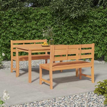vidaXL 3-delige Tuinset massief teakhout, Verzenden, Nieuw, Teakhout, Tuinset