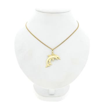 Gouden hanger van dolfijnen (Hanger of bedel), Ophalen of Verzenden, Gebruikt, Goud, Overige merken