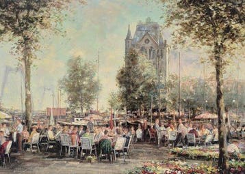 Jan Hovener. (1936-2021) - Wittehuis met terras aan de, Antiek en Kunst