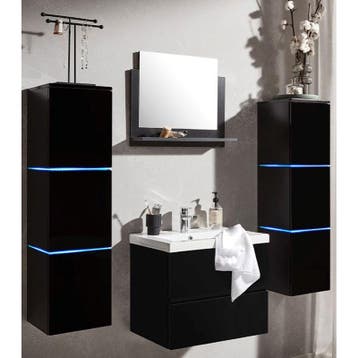 Badkamermeubel Mareno Double Zwart 80CM (Badkamermeubels), Huis en Inrichting, Badkamer | Badkamermeubels, Ophalen of Verzenden