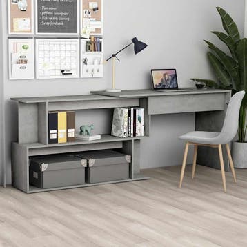 vidaXL Hoekbureau 200x50x76 cm bewerkt hout betongrijs, Huis en Inrichting, Verzenden, Nieuw
