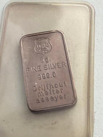 Wereld. silver bar Silberbarren 5,g (.999) (Zonder