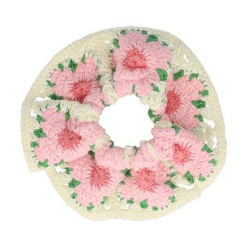 Haarelastiek Scrunchie – Gehaakte Stof – Bloemen Motief –, Nieuw