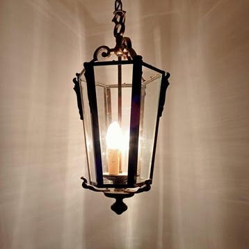 Lantaarn plafondlamp - Glas met facet geslepen en gepolijst