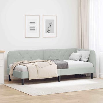 vidaXL Hoekbedframe Lichtgrijs 80 x 200 cm Fluweel, Verzenden, Nieuw, Eenpersoons, Stof