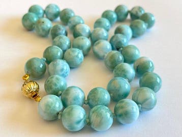 18 karaat (750) goud - Larimar - Halsketting