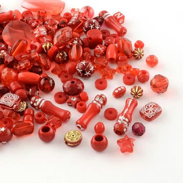 100 gram Luxe Acryl Kralen –Red– Gemixte Vormen, Ophalen of Verzenden, Nieuw, Kraal