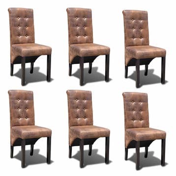 vidaXL Eetkamerstoelen 6 st kunstleer bruin, Verzenden, Nieuw, Bruin