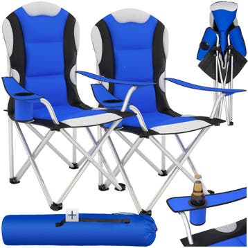 Kampeerstoel gestoffeerd - blauw, Set van 2, Verzenden, Nieuw