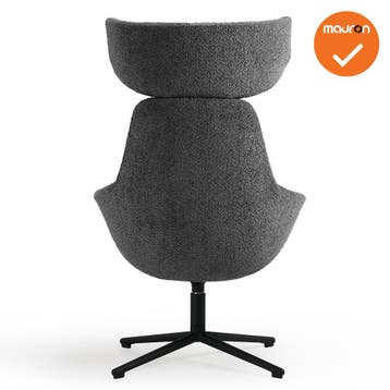 Luxe ster-poots Fauteuil - Met hoofdsteun - Grijze stoffe..., Werkplek, Ophalen of Verzenden, Gebruikt, Overige typen