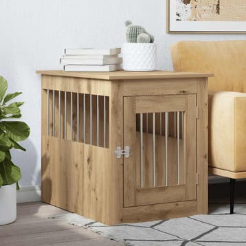 vidaXL Hondenbench 55x75x65 cm bewerkt hout artisanaal, Verzenden, Nieuw
