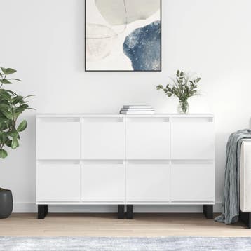 vidaXL Dressoirs 2 st bewerkt hout wit, Verzenden, Nieuw, Overige houtsoorten