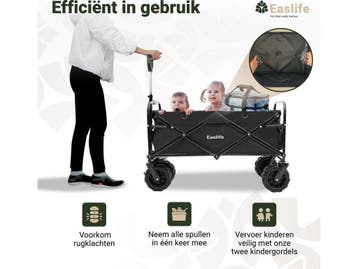 EasLife Bolderkar - Opvouwbaar - Tot 80KG - 94L - Zwart, Verzenden, Nieuw