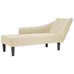 vidaXL Chaise longue met rechterarmleuning stof crèmekleurig, Verzenden, Nieuw