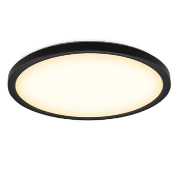 Zwarte plafonnière Shona, rond, 3-staps dimbaar, 18w, 3000K, Ophalen of Verzenden, Nieuw, Stof, Basis
