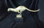 sculptuur, Grote bronzen Art Deco Jaguar met groen patina -, Antiek en Kunst