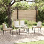 vidaXL Tuin eettafelset 3 pcs Bruin en Crème poly rattan, Verzenden, Nieuw, Rotan, 3 zitplaatsen