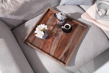 Massives Tablett MAKASSAR 50cm Sheesham rookafwerking, Huis en Inrichting, Woonaccessoires | Vazen, Ophalen of Verzenden, Nieuw