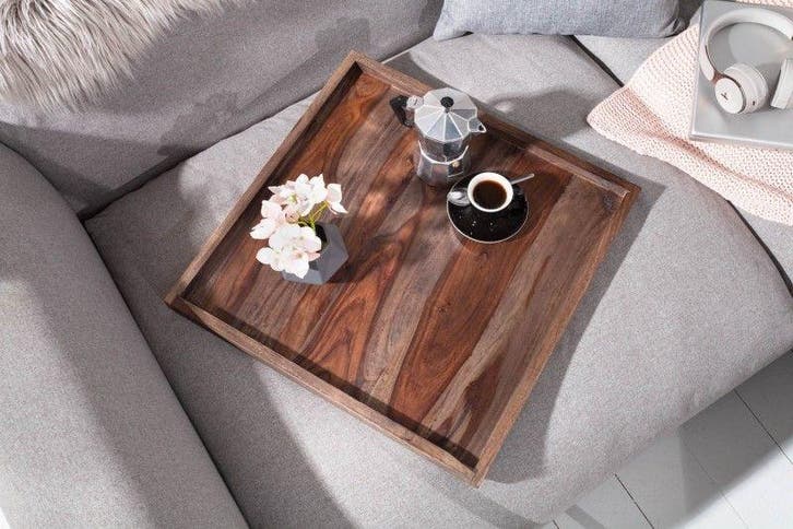 Massives Tablett MAKASSAR 50cm Sheesham rookafwerking, Huis en Inrichting, Woonaccessoires | Vazen, Ophalen of Verzenden