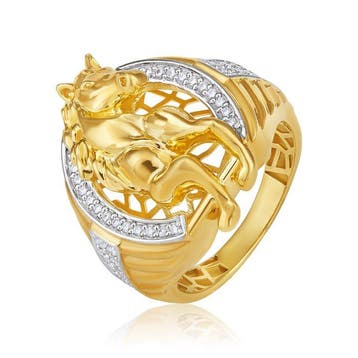 Ring - 18 karaat Geel goud - 0.48ct. tw. Diamant, Sieraden, Tassen en Uiterlijk, Nieuw