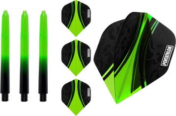 Pentathlon - Dart flights en Medium Dart Shafts - Groen -..., Ophalen of Verzenden, Nieuw, Pijlen