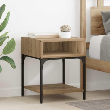 vidaXL Nachtkastje Artisan Eiken 40 x 40 x 50 cm Bewerkt, Huis en Inrichting, Slaapkamer | Nachtkastjes, Minder dan 45 cm, Verzenden