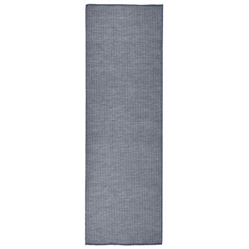 vidaXL Buitenkleed platgeweven 80x250 cm blauw, Verzenden, Nieuw, Blauw