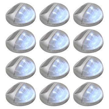 vidaXL LED-wandlampen solar rond zilver 12 st, Verzenden, Nieuw, Zonne-energie, Wandlamp