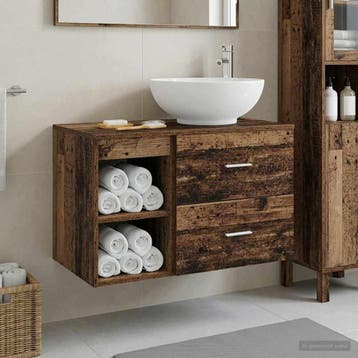 vidaXL Badkamermeubelset 2 st Oud hout Bewerkt hout, Huis en Inrichting, Tafels | Kaptafels, Verzenden, Nieuw