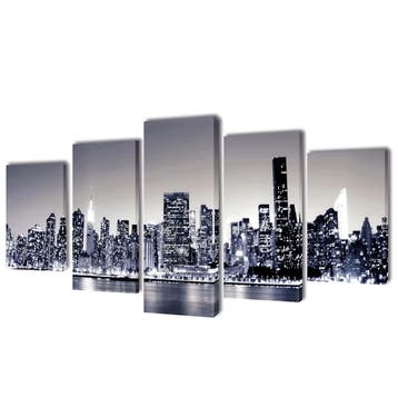 vidaXL Canvas muurdruk set monochroom New York skyline 200 x, Verzenden, Nieuw