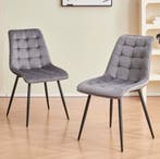 4 Eetkamerstoelen Set - Fluwelen Zitting en Ijzeren Poten, Verzenden, Nieuw, Stof, Vier