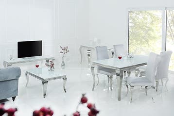 Eettafel Modern Barok 180cm wit zilver/ 37903, Huis en Inrichting, Tafels | Eettafels, Ophalen of Verzenden, Nieuw